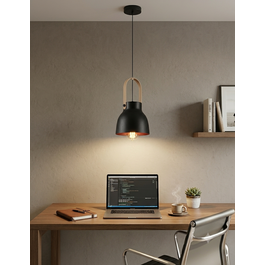 Valott Hanglamp Modern Zwart Aluminium met Hout - Valott Maija