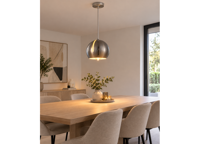 Hanglamp Modern Chrome Rond Metaal  - Scaldare Balbano