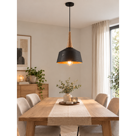 Valott Hanglamp Modern Zwart Rond Aluminium en Hout - Valott Sirkka