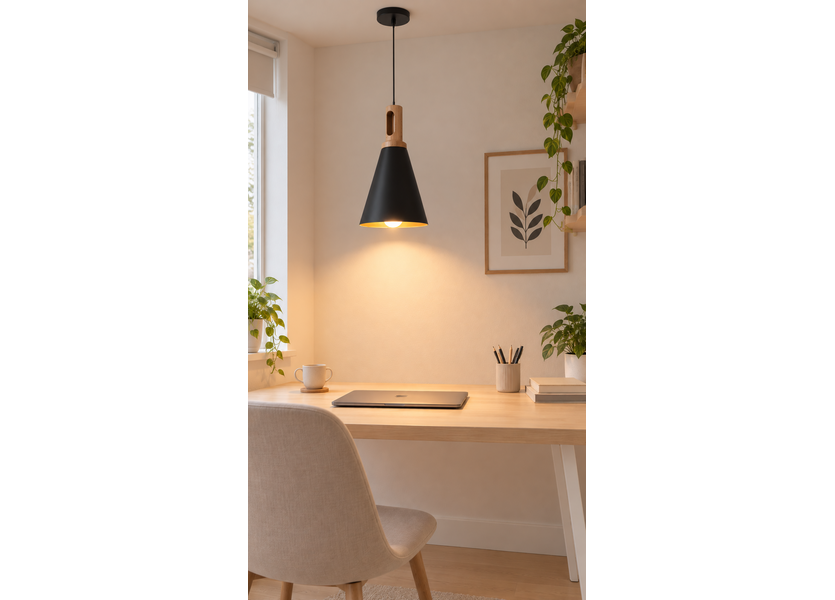 Hanglamp Zwart Alu met Gouden Binnenkant - Valott Timo