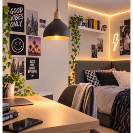 Valott Hanglamp Modern Zwart Rond met Hout – Valott Olen