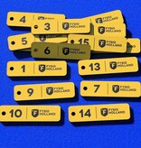 Dikke 3mm Kunststof Sleutelhangers & Sleutellabels Model E6 voorzien van jouw logo, tekst en nummering