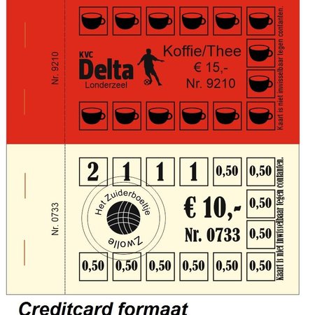 Knipkaarten  in zwarte druk op gekleurd papier per 100 stuks