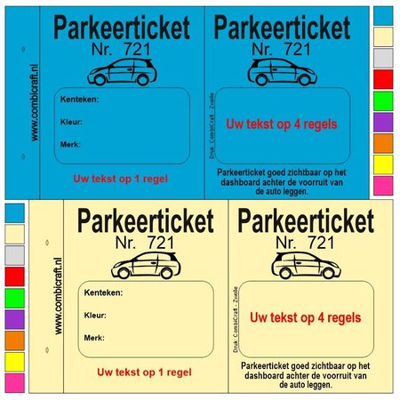 Parkeertickets in boekjes met uw tekst per 500 bonnen
