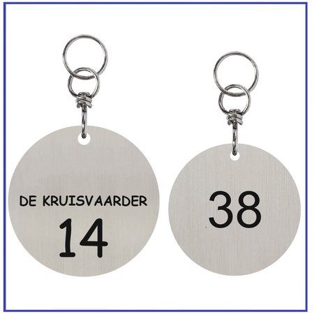 Ronde Edelstaal Sleutelhanger Rousso met wartel en ring