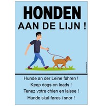 Honden aan de lijn (5-talig) bord