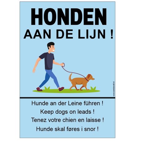 Bordje - Honden aan de lijn 21x30cm