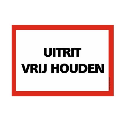 Bordje - Uitrit vrij houden 30x21cm