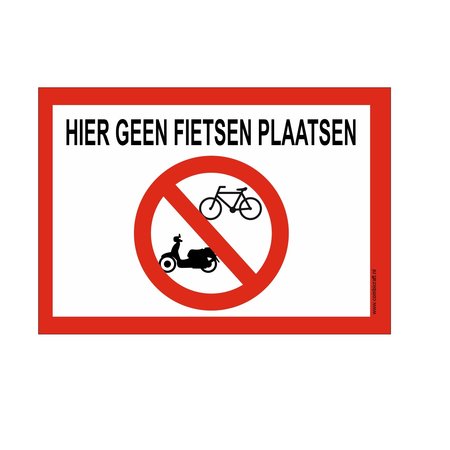 Bordje - Hier geen fietsen plaatsen 30x21cm