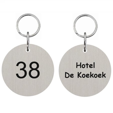 Carrousel edelstalen sleutelhanger Ø30mm rond model met tussenschakel en ring, per stuk te bestellen