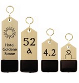 Cascade hotelsleutelhangers Messing 4mm dik Rechthoekig met stootdrop