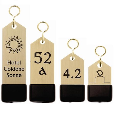 Cascade hotelsleutelhangers Messing 4mm dik Rechthoekig met stootdrop