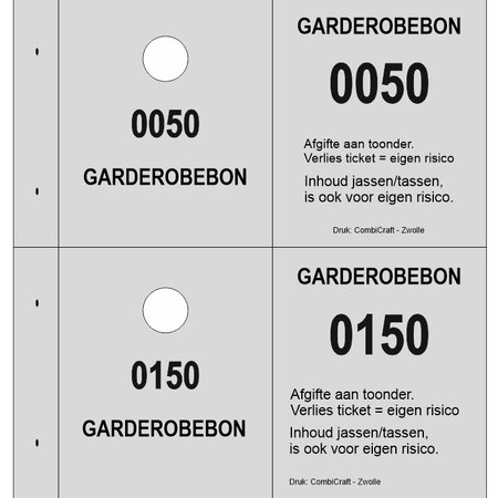 CombiCraft Garderobebonnen in boekjes met ophanggat per 1000 bonnen