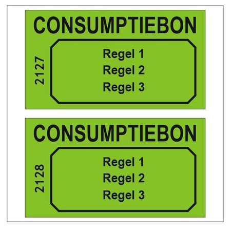 CombiCraft Consumptiebonnen met maximaal 3 regels tekst en nummering in het zwart gedrukt per 1000 stuks