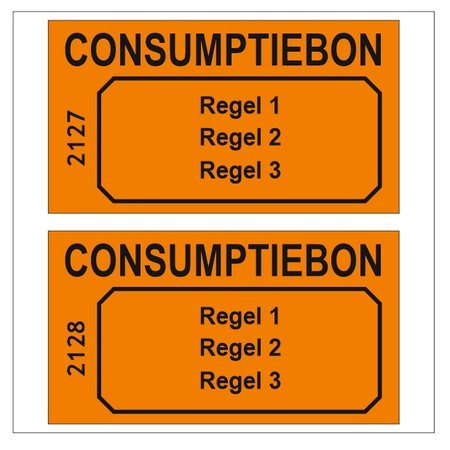 CombiCraft Consumptiebonnen met maximaal 3 regels tekst en nummering in het zwart gedrukt per 1000 stuks