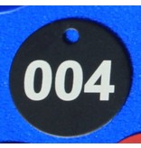 Logoplaatje Gekleurd Aluminium Ø30 en Ø40mm met 1 gaatje en gravering