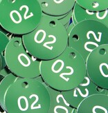 Logoplaatje Gekleurd Aluminium Ø30 en Ø40mm met 1 gaatje en gravering
