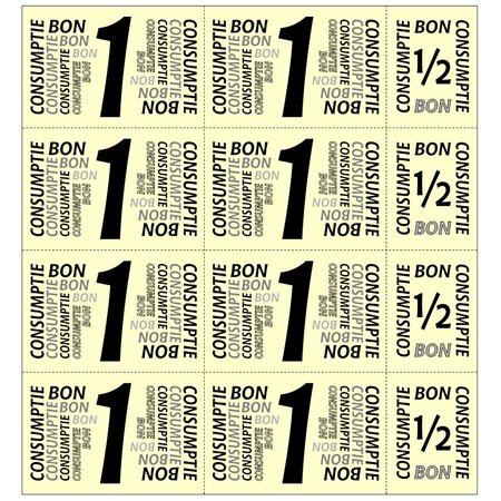 CombiCraft Consumptiekaart met 8 hele en 4 halve bonnen met zwarte bedrukking op gekleurd papier per 1 kaart