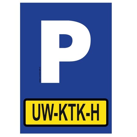 Bordje - Parkeerplaats met jouw kenteken 21x30cm