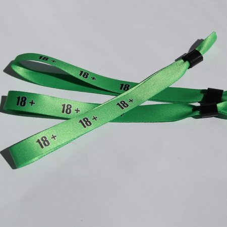 18+ textiel polsbandjes met cap-lock sluiting - per 100 stuks