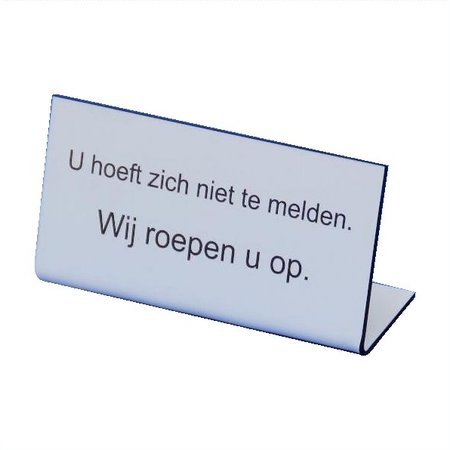 Acrylaat tafelbordjes L-vorm in diverse kleuren en maten