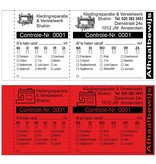 Afgifte of reparatiebon naar eigen ontwerp zwart bedrukt per 1000 stuks