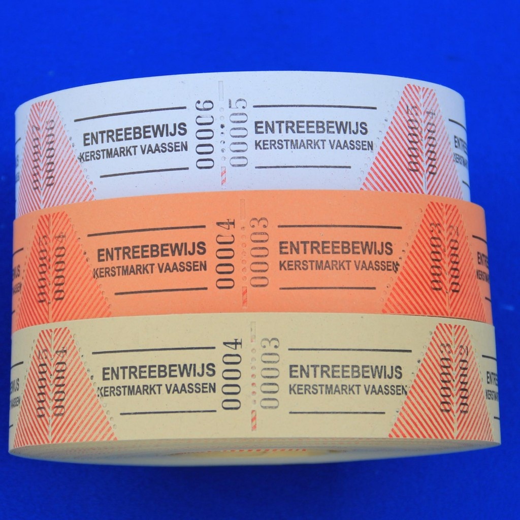 CombiCraft Entreebewijzen op rol 2000 stuks met een eigen ontwerp en nummering 57x30mm