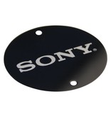 Logoplaatje Gekleurd Aluminium Ø50 mm met 2 gaatjes en gravering