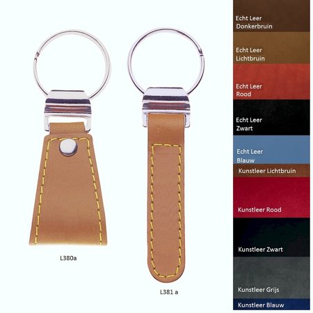 Leer sleutelhanger met metalen behuizing 30x80mm en 20x95mm