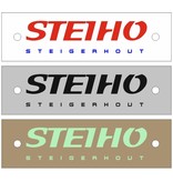 Logoplaatje Aluminium 70x20mm met twee gaatjes en jouw eigen logo