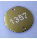 Nummerplaatjes Aluminium Gekleurd Rond 1mm dik met witte gravering en 2 gaatjes
