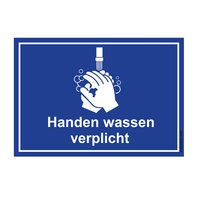 Handen wassen verplicht bord