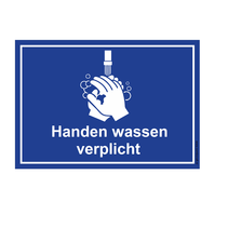 Handen wassen verplicht bord