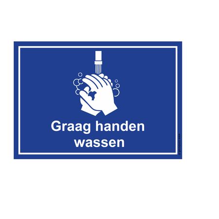 Bordje - Graag handen wassen 30x21cm