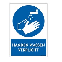 Handen wassen verplicht bord