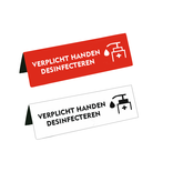 Kunststof Tafelbordje Verplicht handen desinfecteren in verschillende afmetingen