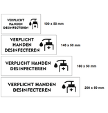 Kunststof Tafelbordje Verplicht handen desinfecteren in verschillende afmetingen