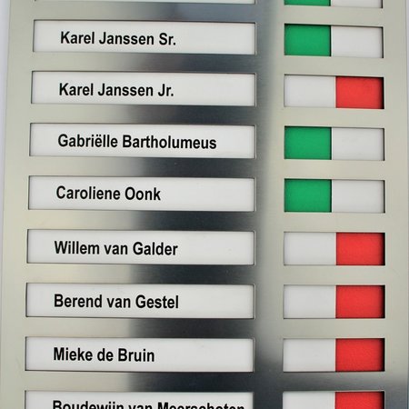 Acrylaat aanwezig- afwezigheidsbord voor 10 personen