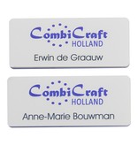 CombiCraft Edelweiss Wit Plexiglas naambadge met een full Colour bedrukking van logo en namen