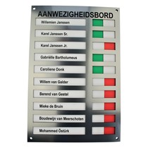 Aanwezigheidsbord Kunststof 10 namen