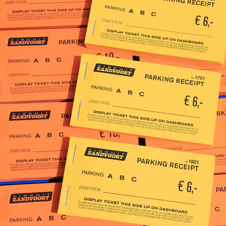 CombiCraft Voorbeeld van parkeertickets in boekjes voor Circuit Zandvoort