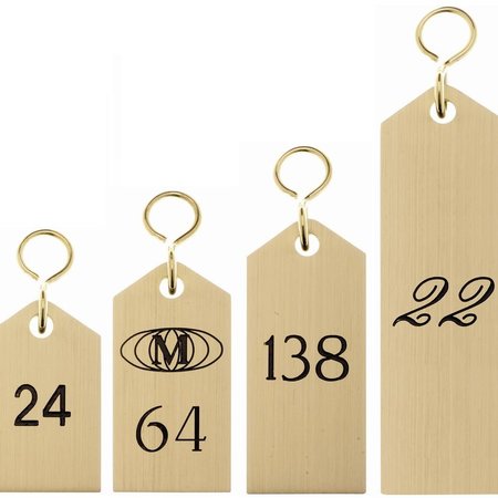Quartier hotelsleutelhangers Messing 4mm dik Rechthoekig