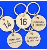 Cité hotelsleutelhangers Messing Rond met tussenschakel en platte ring
