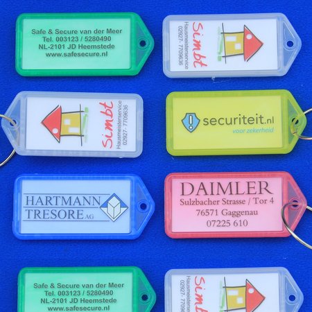 Openklapbare Sleutellabels 60x27mm met  reclamedruk  1000 stuks