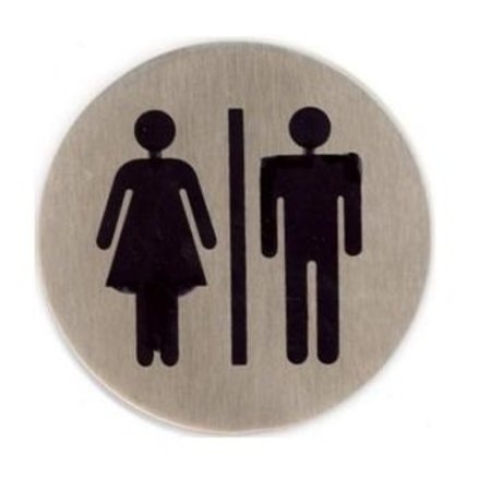 Toiletten bordje edelstaal Ø75mm met tape