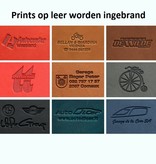 Leren of Kunstleren sleutel hangers Ø45x75mm met uw brandlogo.
