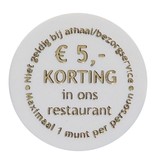 Plastic munten met thermoprint vanaf 1000 stuks