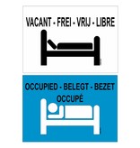 Dubbelzijdig bedrukt bordje - Kamers vrij / kamers bezet in 4 talen 30x21cm