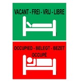 Dubbelzijdig bedrukt bordje - Kamers vrij / kamers bezet in 4 talen 30x21cm