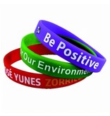 Siliconen Polsbandjes met jouw tekst opdruk in 1 kleur